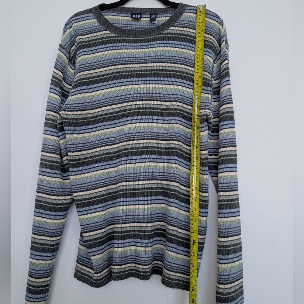 Authentic Y2K Vintage GAP Multicolor Striped Crewneck Sweater Sz L FA01 - Picture 8 of 16